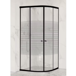 Sanica Magna Siyah Oval Çizgi Desenli Duşakabin 80 x 80 cm